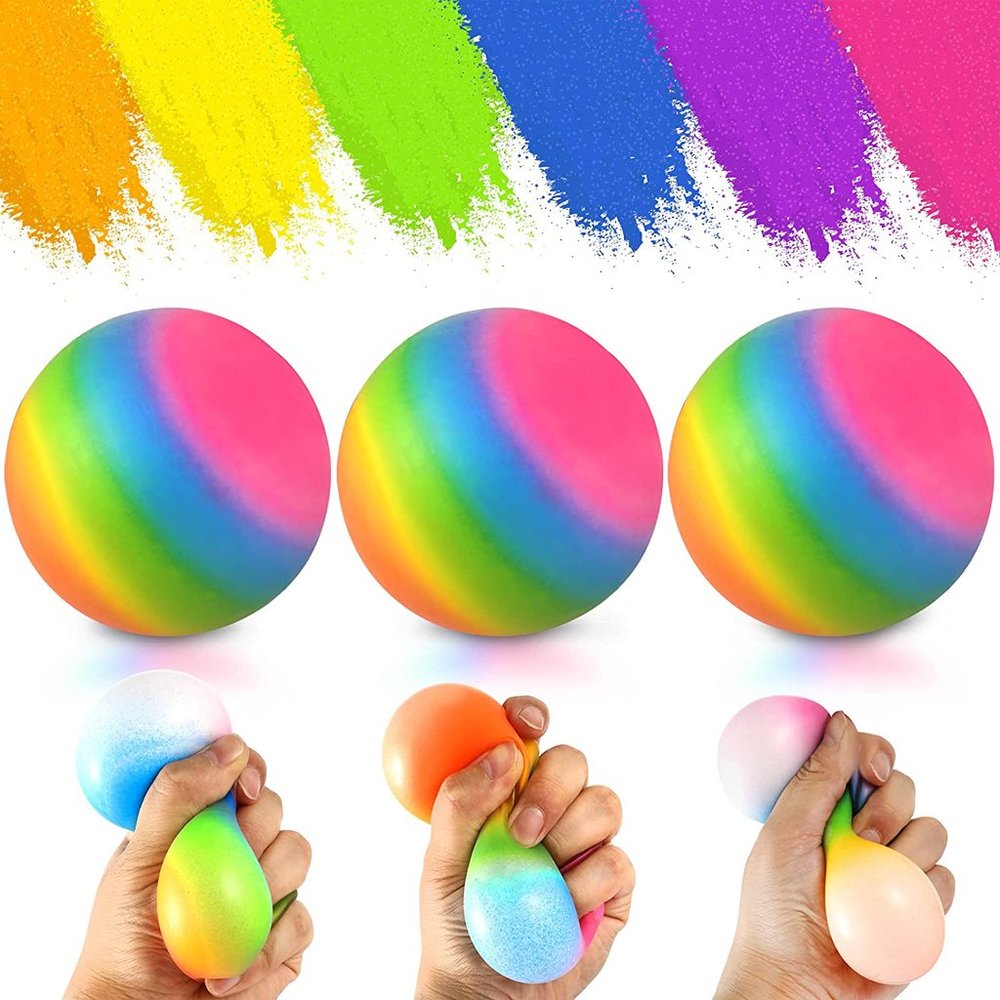 2 Piece of Squishy Stress Ball Fidget Toy Rainbow color